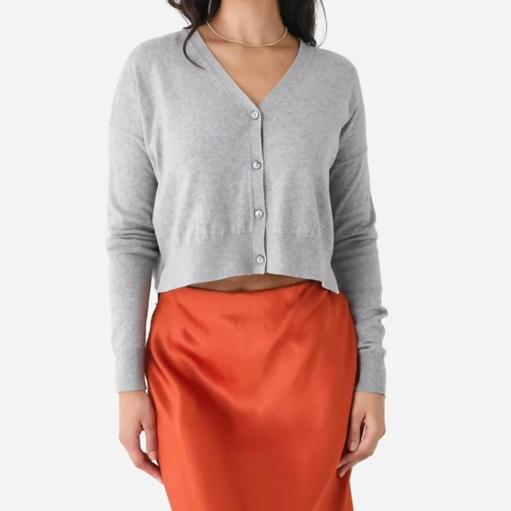 ORGANIC BY JOHN PATRICK crop cardigan in navy - Picture 5 of 7